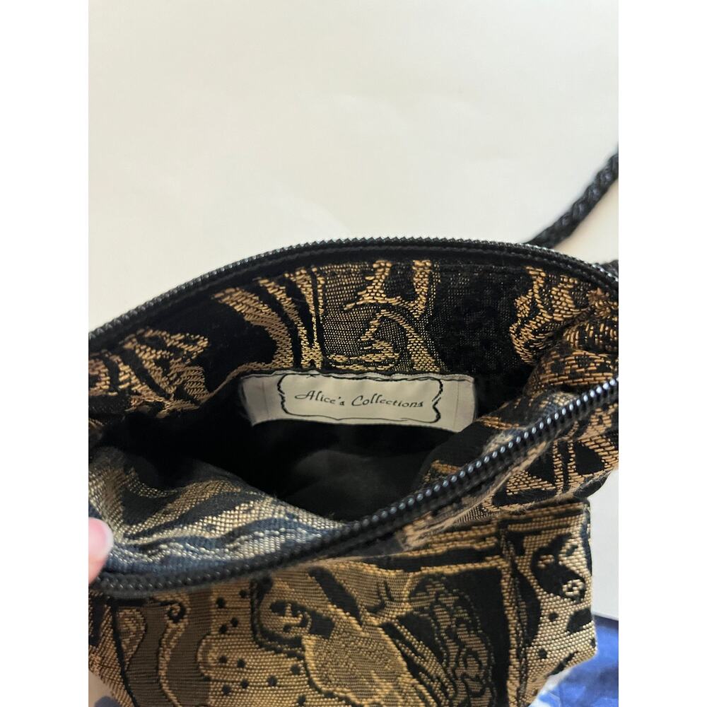 Alice's Collections | Small tapestry bag with braided strap Black & Gold - Picture 3 of 4